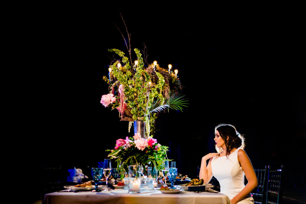 Walton Arts center wedding by Vinson Images - Northwest Arkansas Wedding photography - head table setup jm designs floral with bride