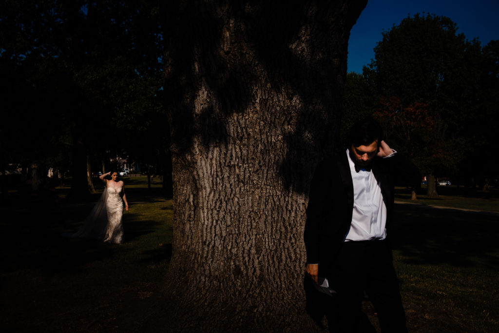 Fayetteville Arkansas Wedding - Old Main Lawn ceremony - groom waits for bride