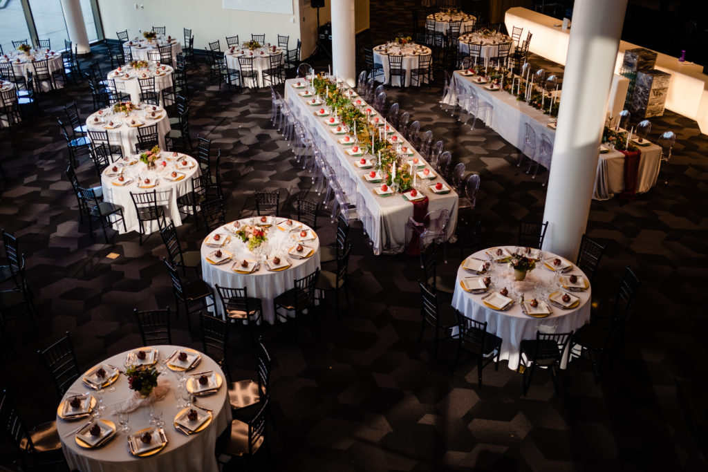 Vinson Images - Walton Arts Center Wedding - walker atrium reception setup
