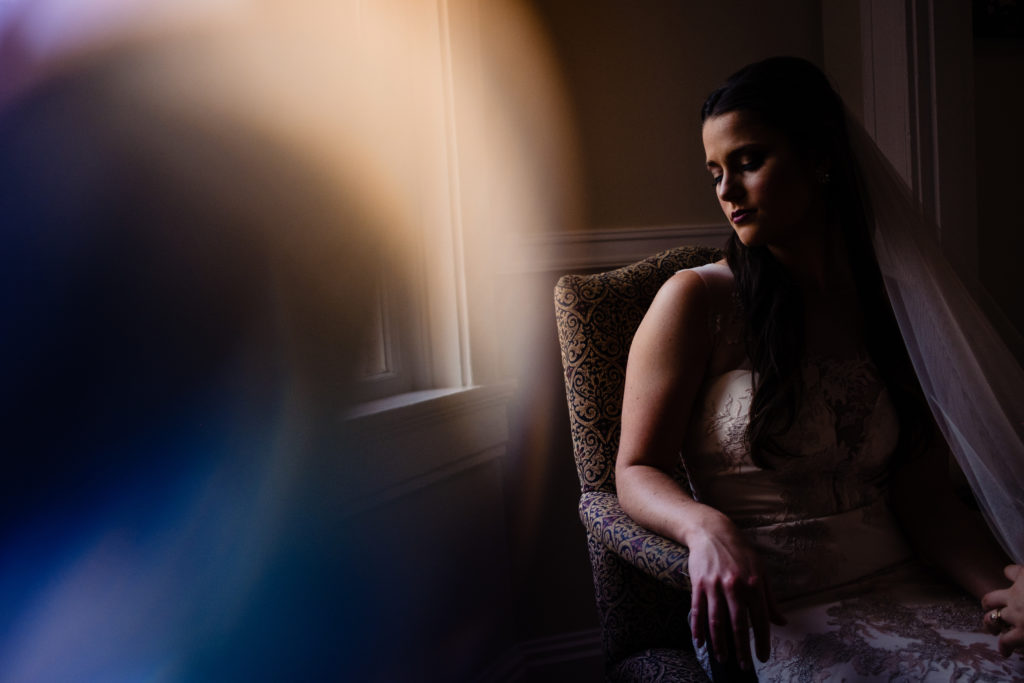 Northwest Arkansas Wedding photographer - Inn at Carnall Hall - bride waits for wedding to start
