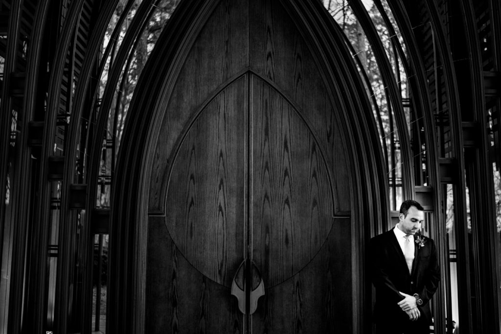 Mildred B Cooper Chapel - Northwest Arkansas Wedding - Vinson Images - groom waits for wedding to start
