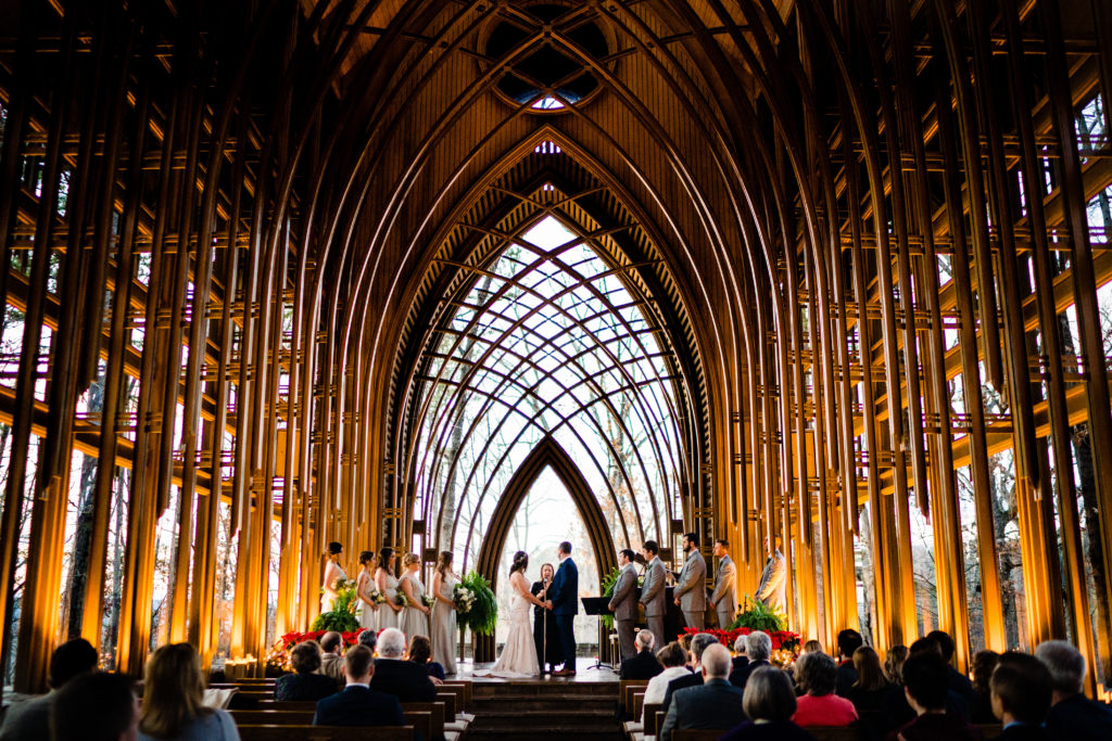 Mildred B Cooper Chapel - Northwest Arkansas Wedding - Vinson Images - glass chapel ceremony