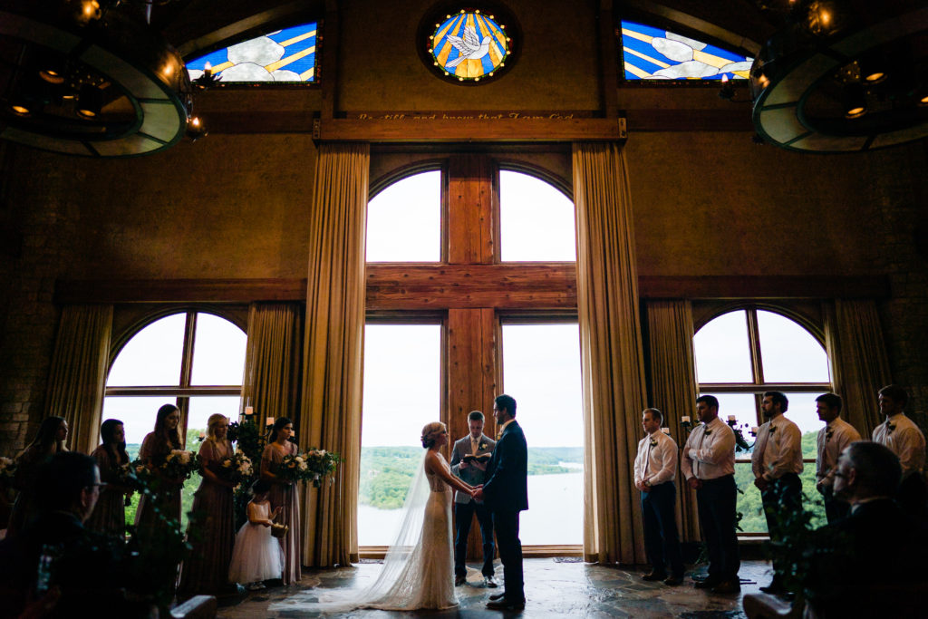 Wedding ceremony at big cedar lodge chapel 