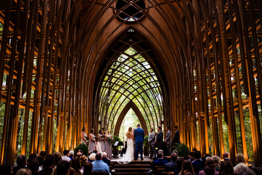 inside look at a wedding ceremony at MILDRED B. COOPER MEMORIAL CHAPEL